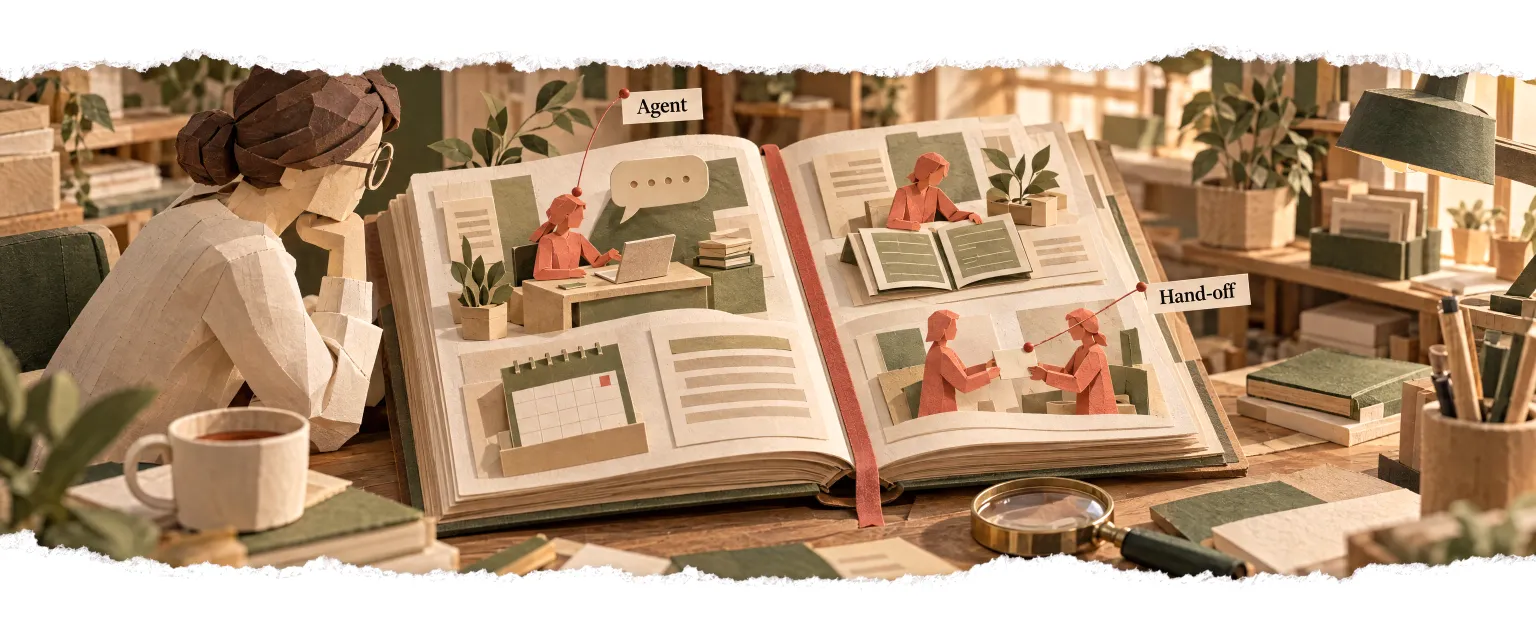 A paper dictionary with small scenes popping up from its pages.