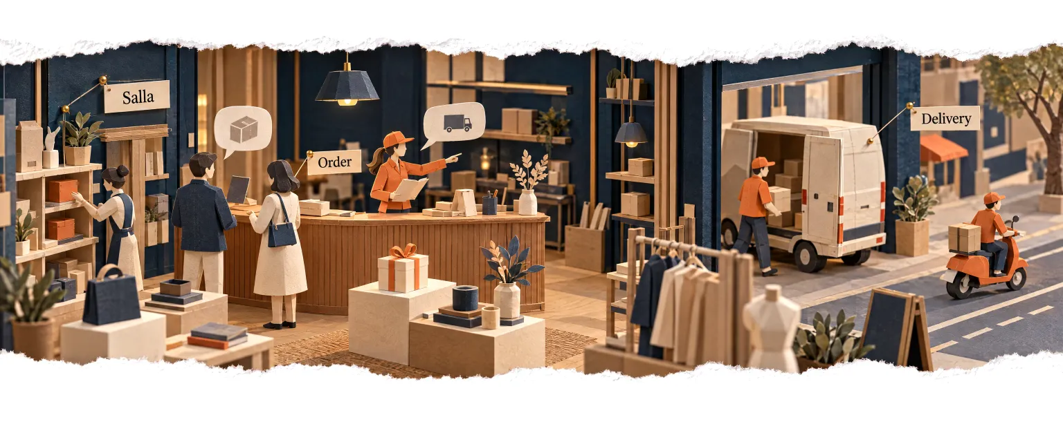 A boutique and its delivery bay, the agent answering order and delivery questions.