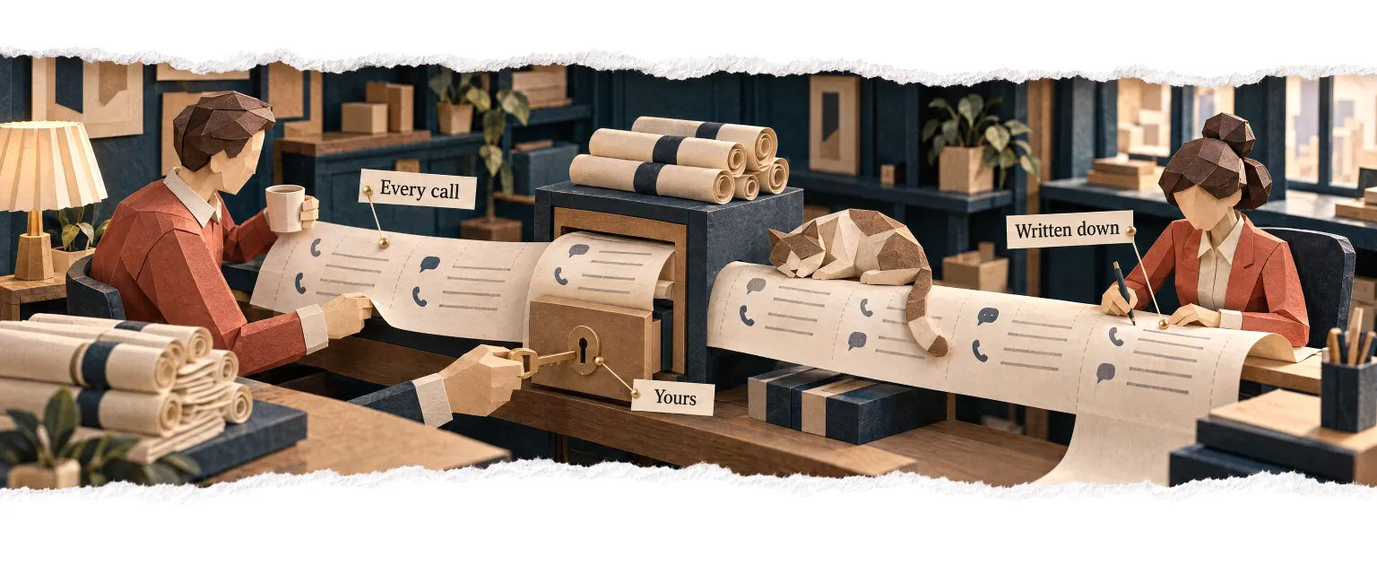 A long scroll where every call is written down, the owner holding the key.
