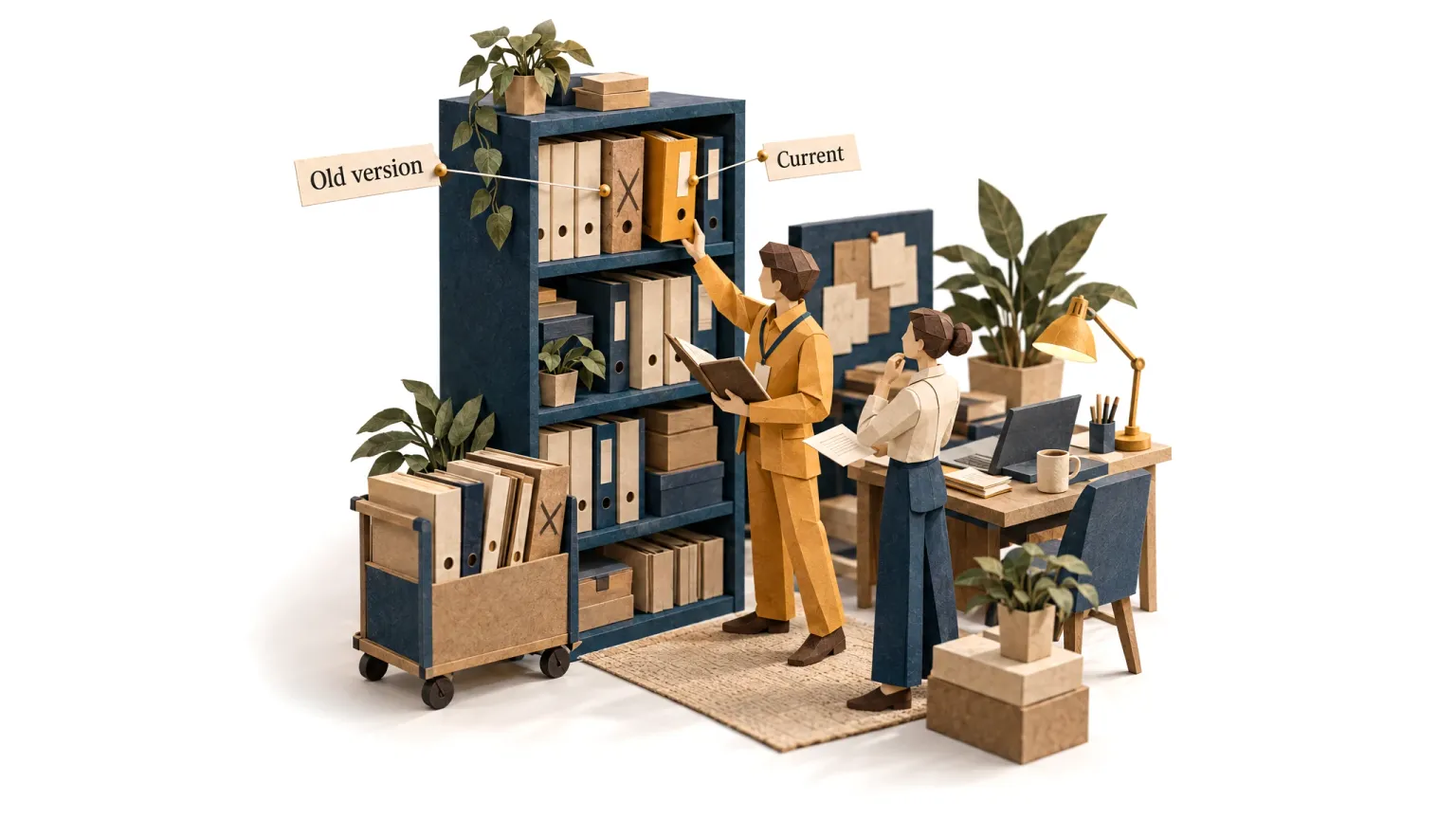 The company brain agent replacing an outdated policy binder with the current one.