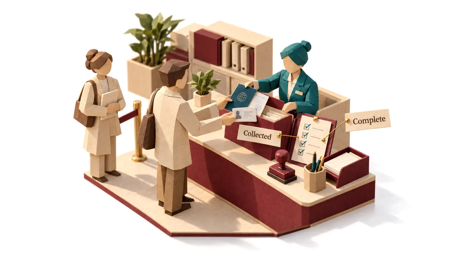 The HR assistant agent collecting and filing a staff member's documents.