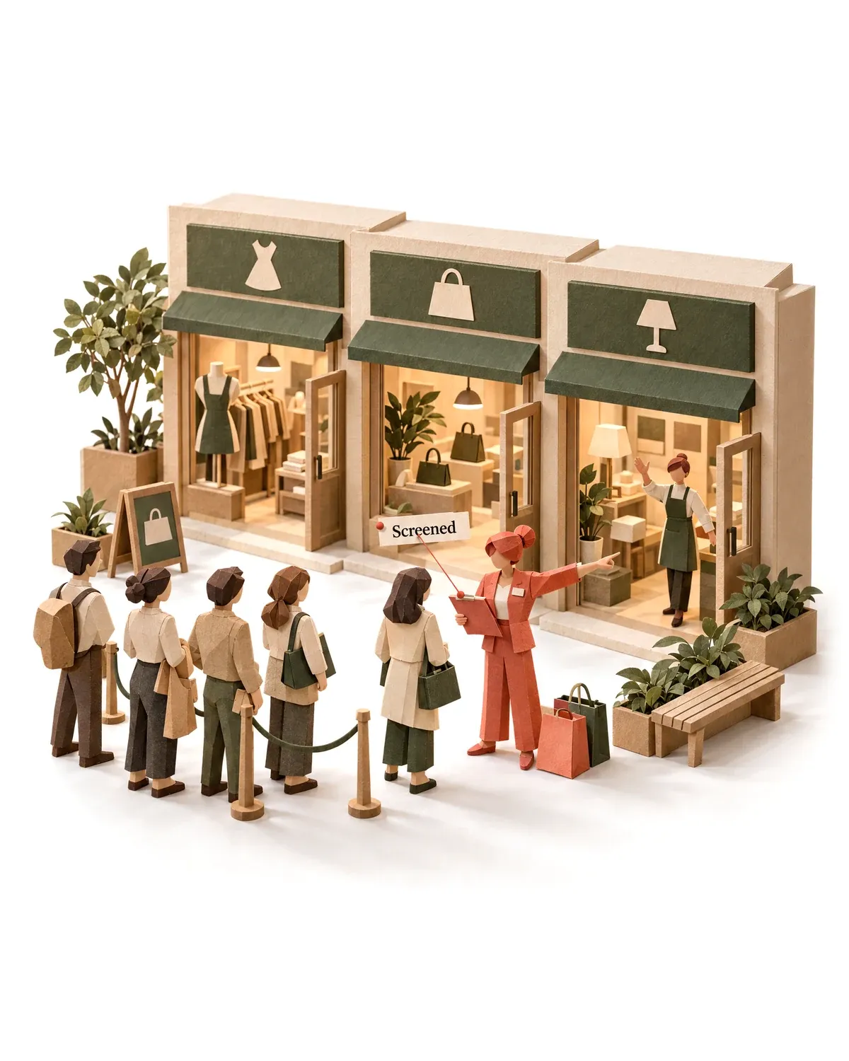 The recruiter agent screening a candidate and sending her to the right branch of a retail chain.