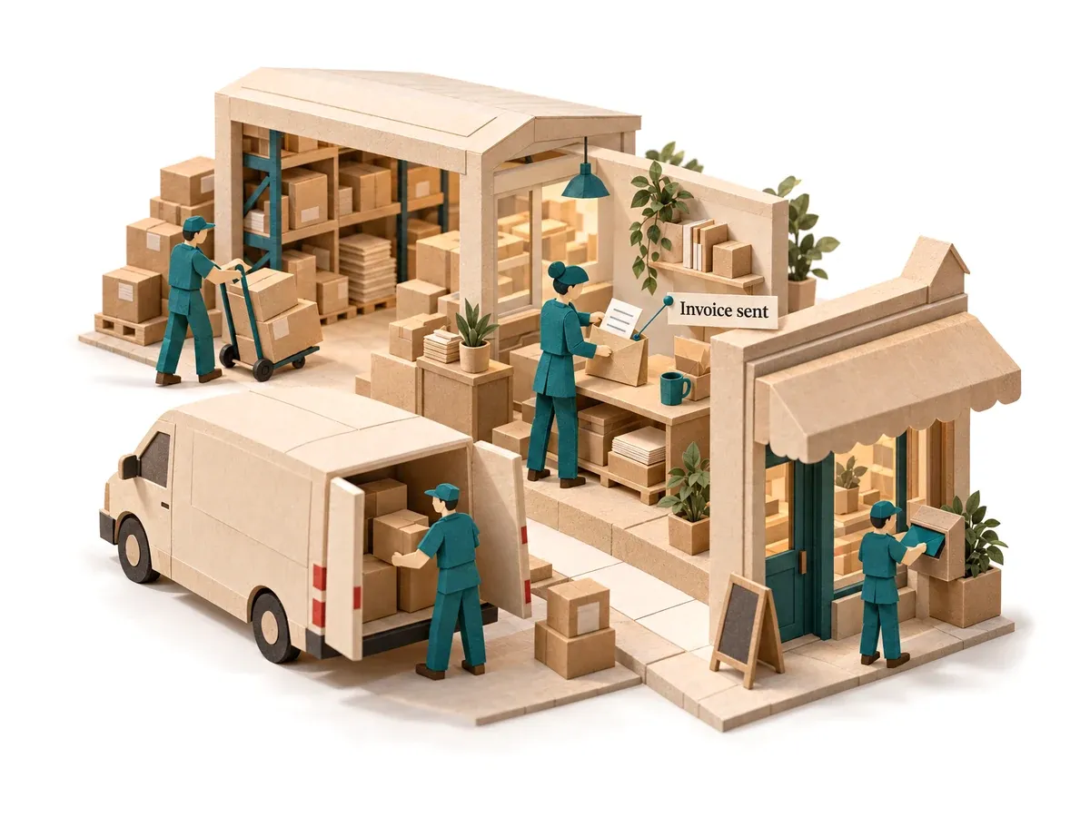 The collections agent sending an invoice from a supplier's dispatch office.