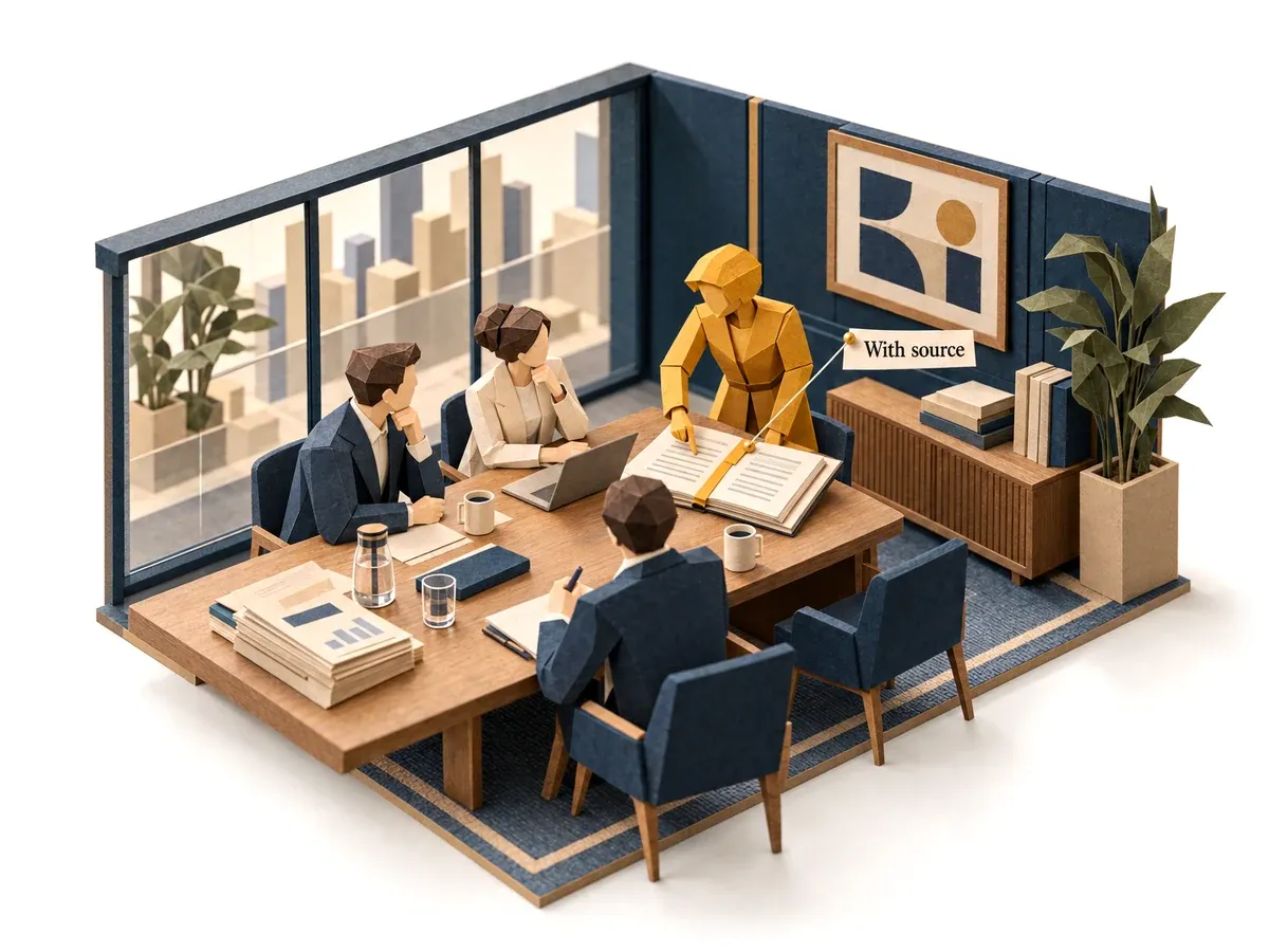 The company brain agent answering a junior consultant from the right page of a client file.