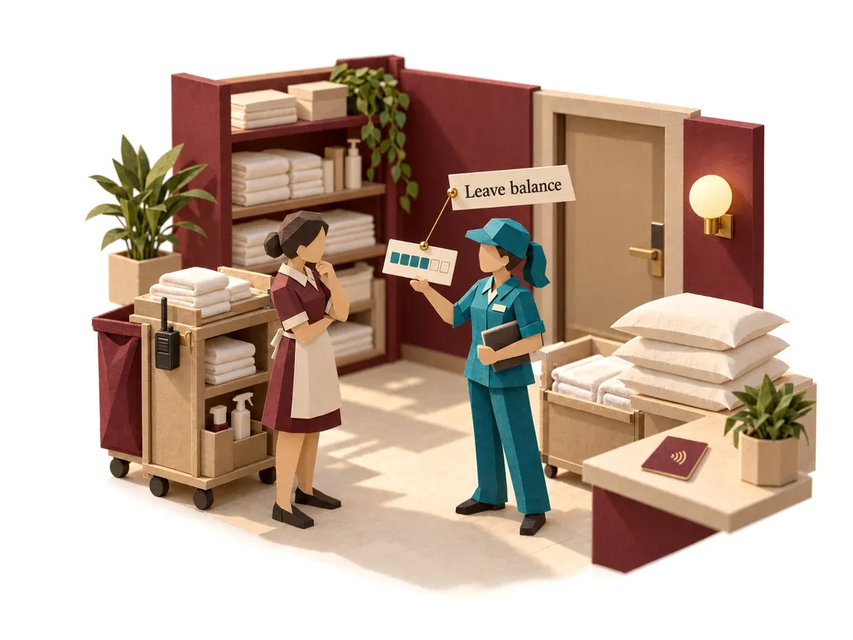 The HR assistant agent answering a housekeeper's leave question.