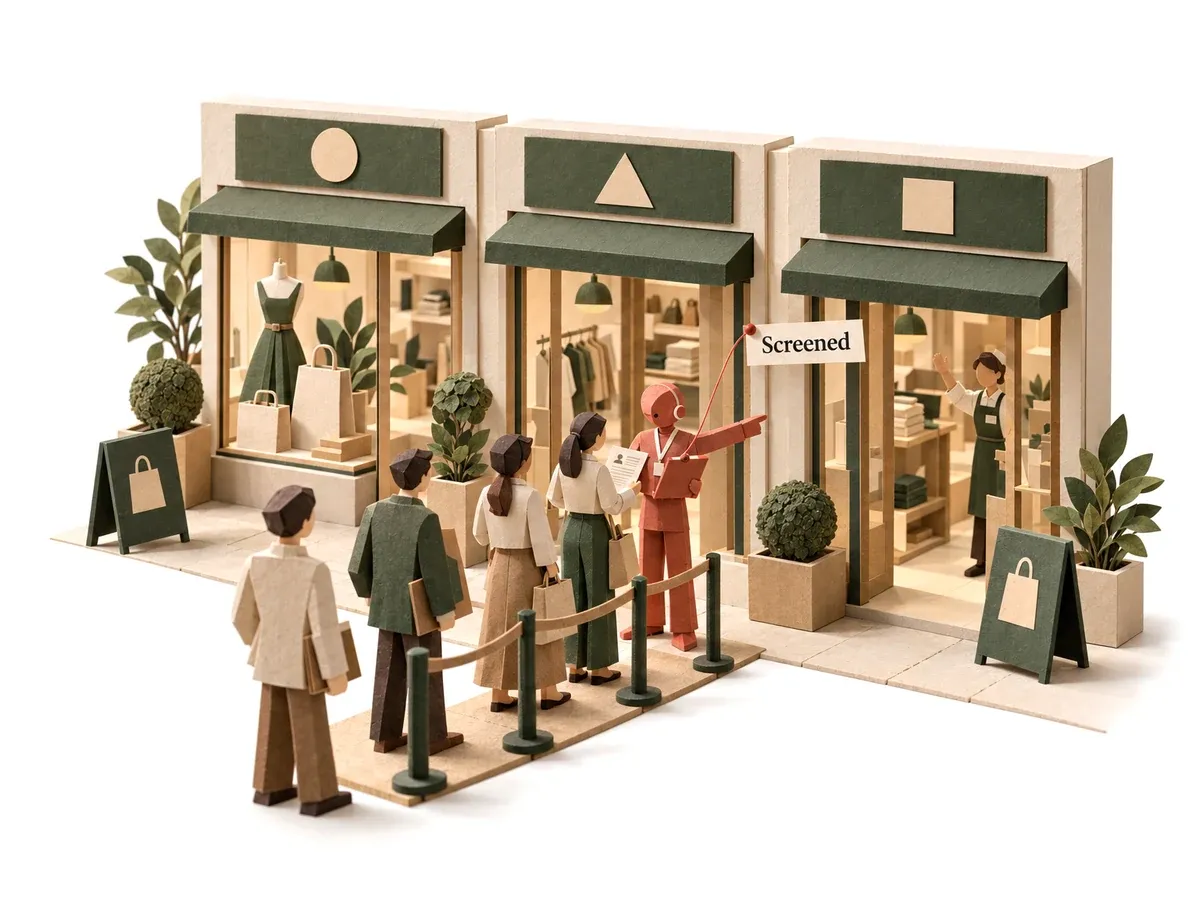 The recruiter agent screening a candidate and sending her to the right branch of a retail chain.