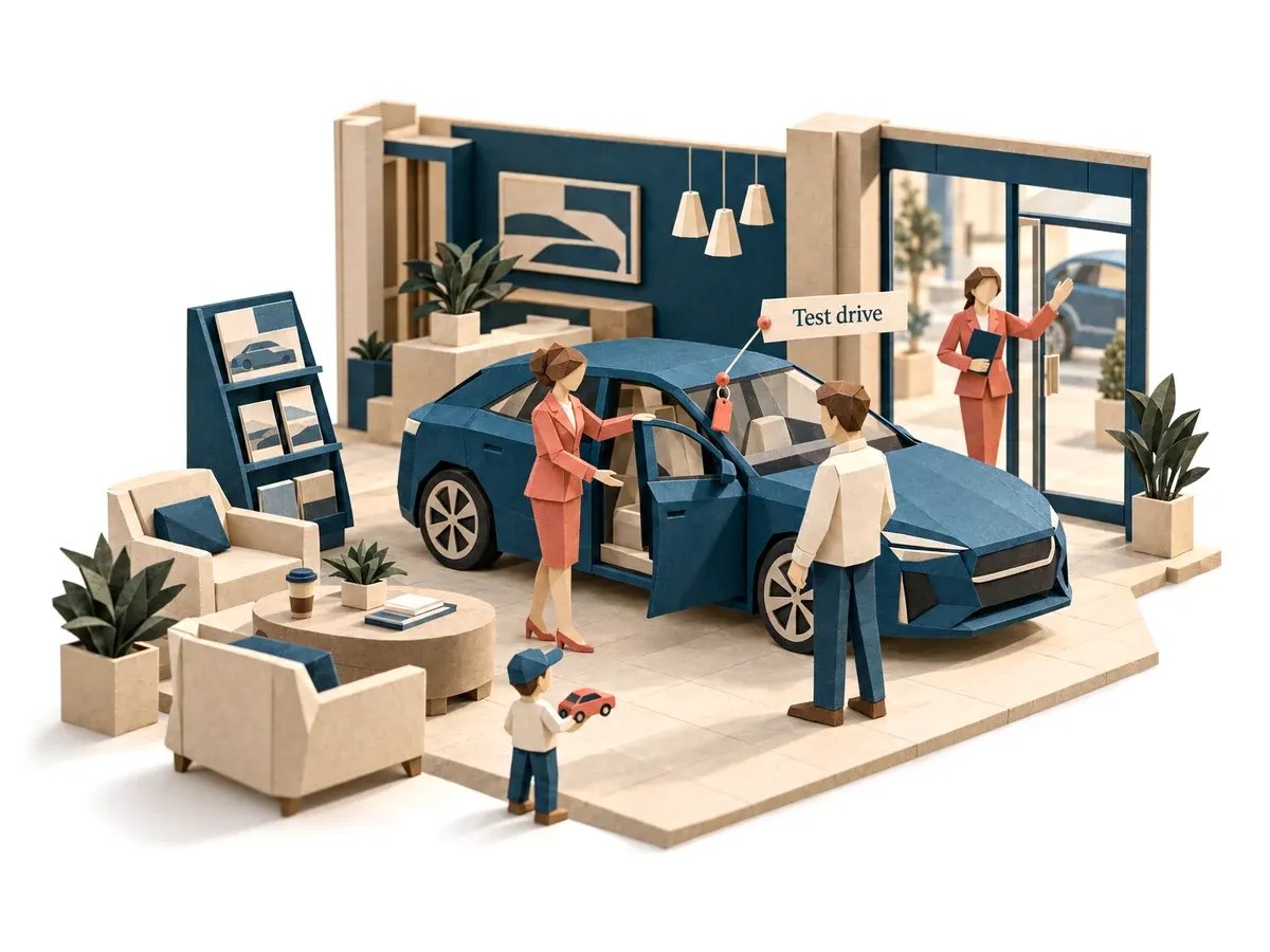 The sales agent opening a car door for a customer's booked test drive.