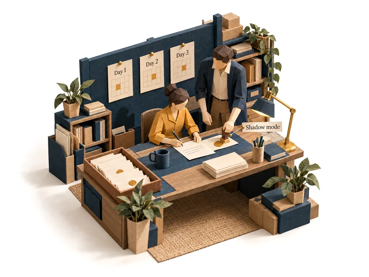 A person approving each reply the agent writes during its first days.