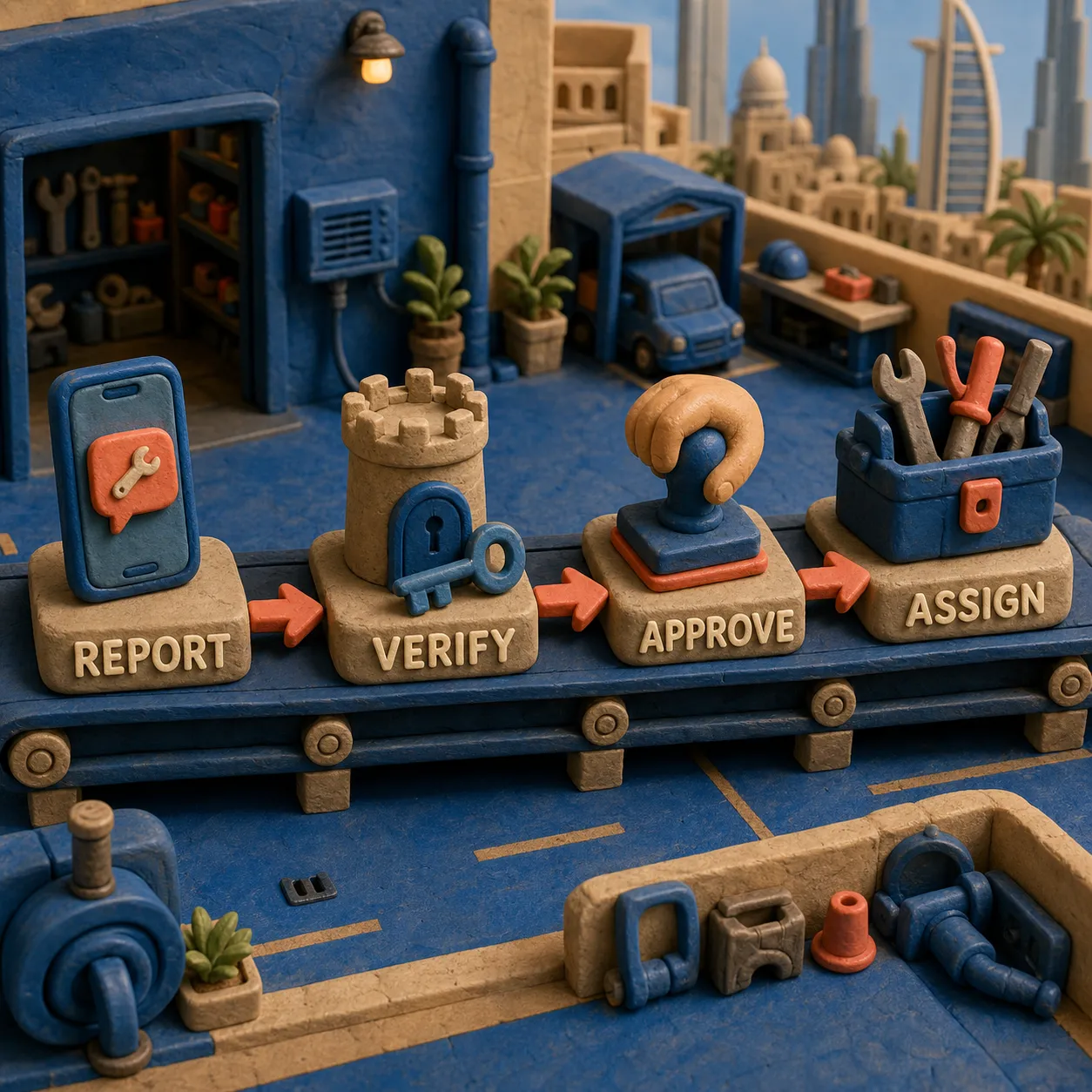 Clay workflow showing a tenant message becoming a verified triage packet before contractor assignment